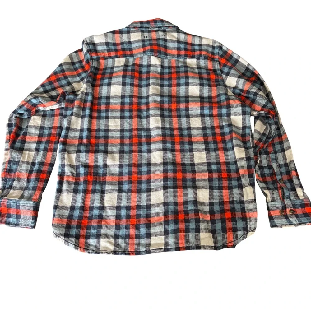 The North Face | Mens Large Plaid Flannel Button Down Shirt | Orange Blue